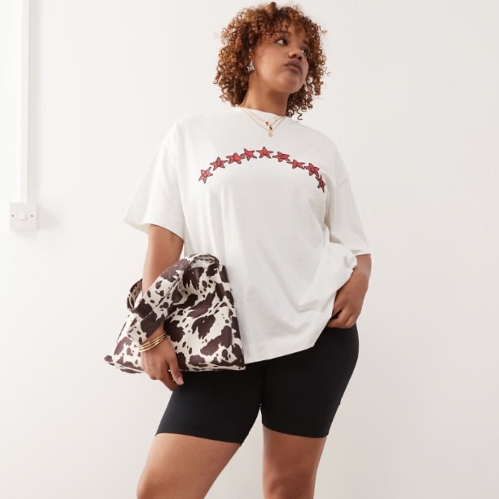 COLLUSION Star Graphic Tee, Plus L